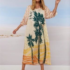 Me369 Amelia Puff Sleeve Maxi Dress in the Vacation print‎